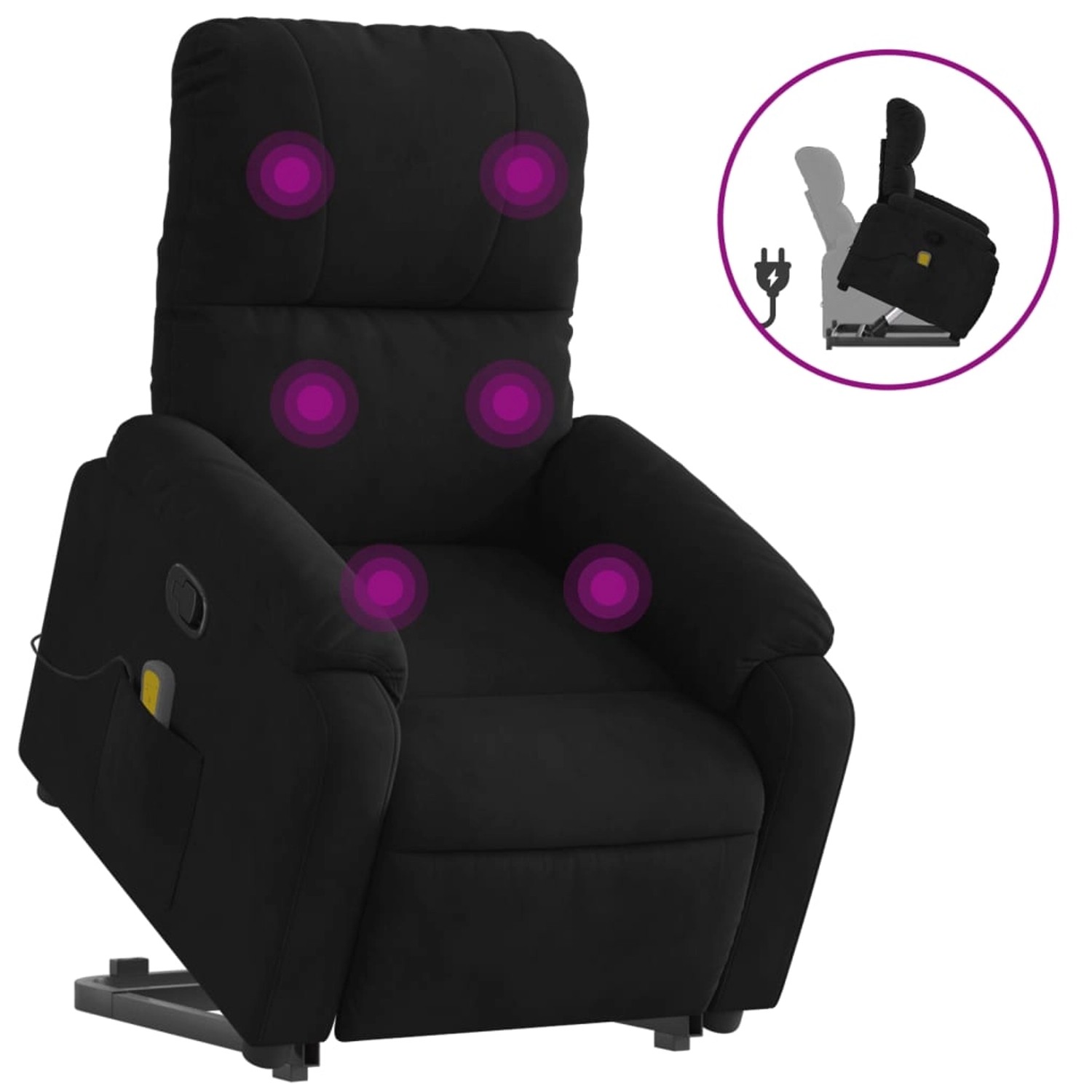vidaXL Massagesessel mit Aufstehhilfe Schwarz Mikrofasergewebe von VIDAXL