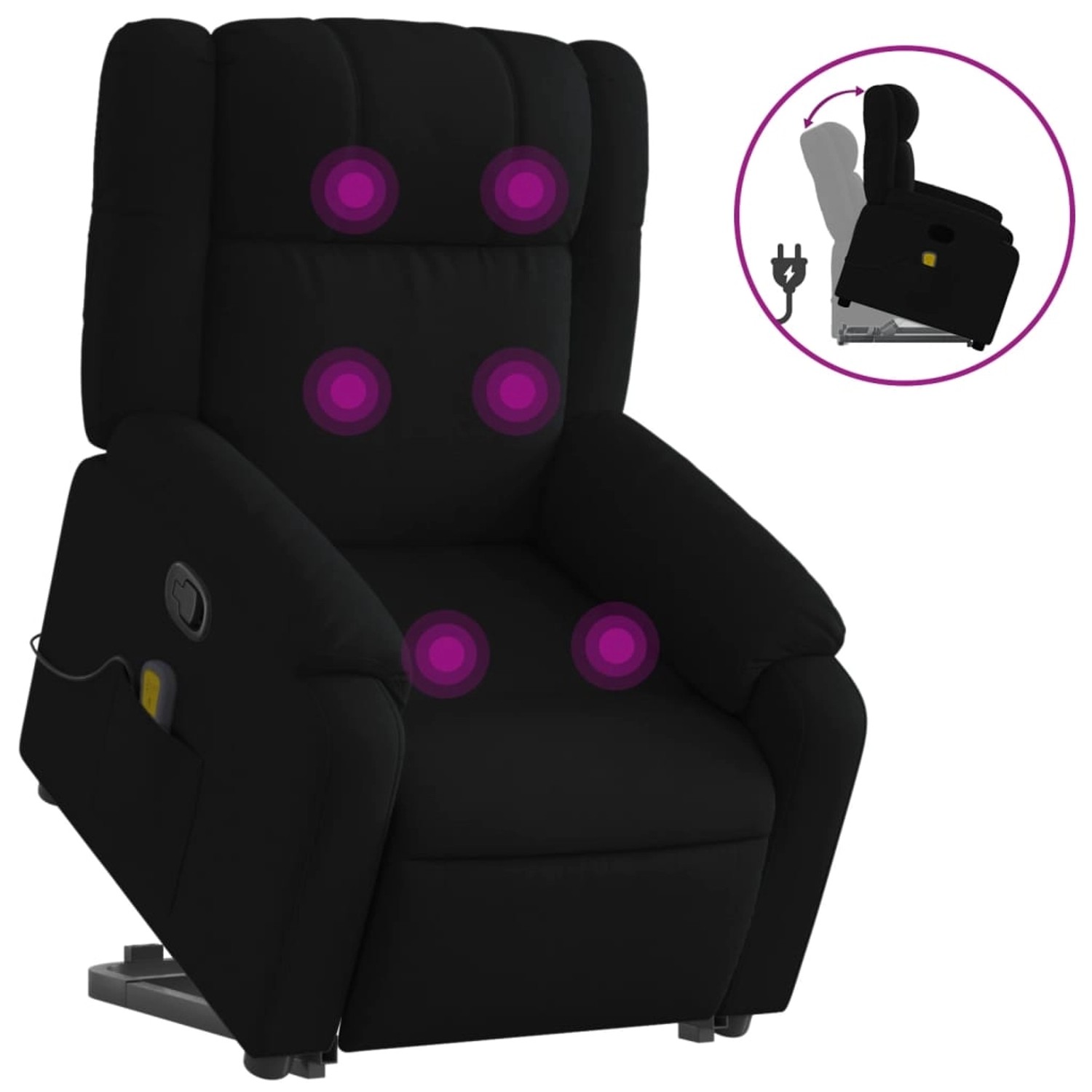 vidaXL Massagesessel mit Aufstehhilfe Schwarz Stoff Modell 5 von VIDAXL