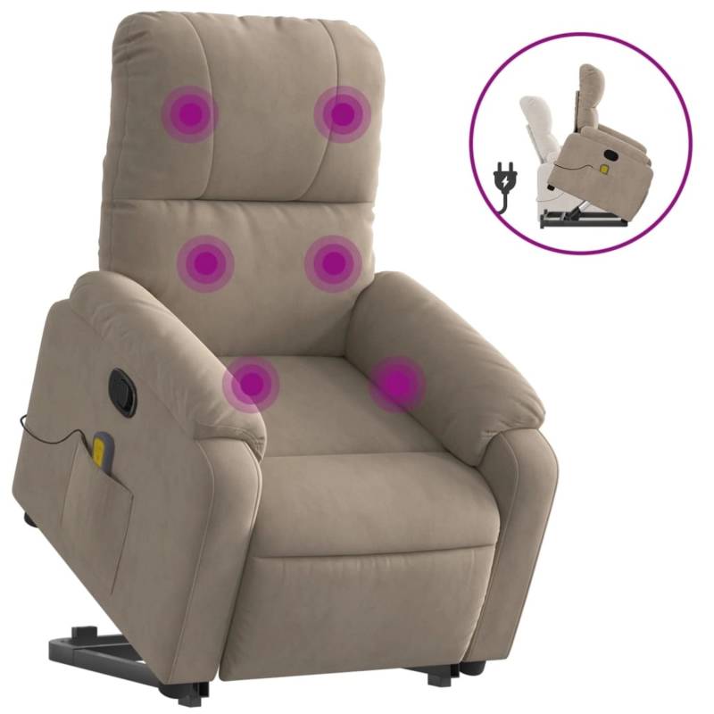 vidaXL Massagesessel mit Aufstehhilfe Taupe Mikrofasergewebe von VIDAXL