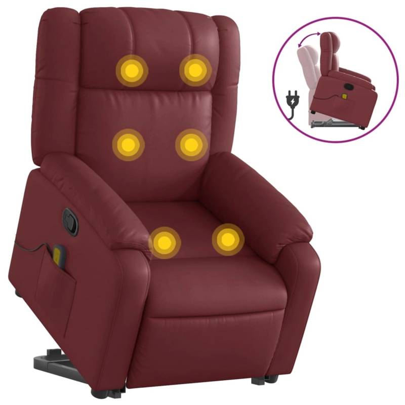 vidaXL Massagesessel mit Aufstehhilfe Weißrot Kunstleder Modell 1 von VIDAXL