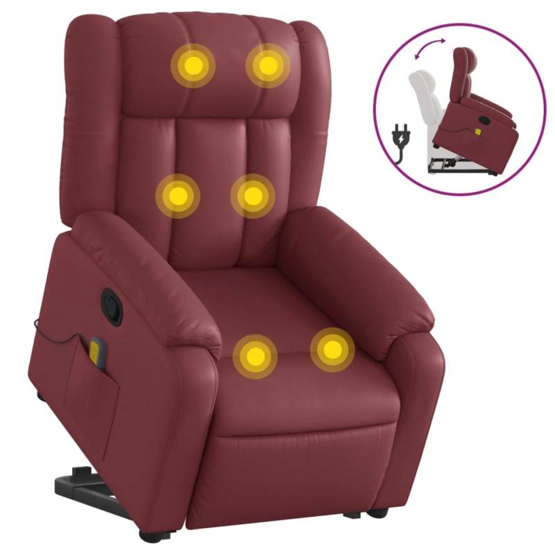 vidaXL Massagesessel mit Aufstehhilfe Weißrot Kunstleder Modell 2 von VIDAXL