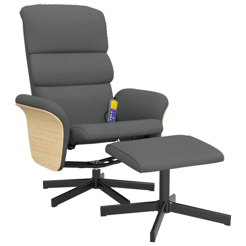 vidaXL Massagesessel mit Fußhocker Dunkelgrau Stoff Modell 3 von VIDAXL