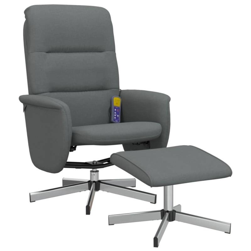vidaXL Massagesessel mit Fußhocker Dunkelgrau Stoff Modell 4 von VIDAXL
