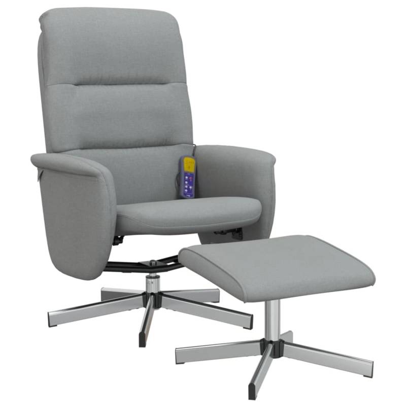 vidaXL Massagesessel mit Fußhocker Hellgrau Stoff Modell 4 von VIDAXL