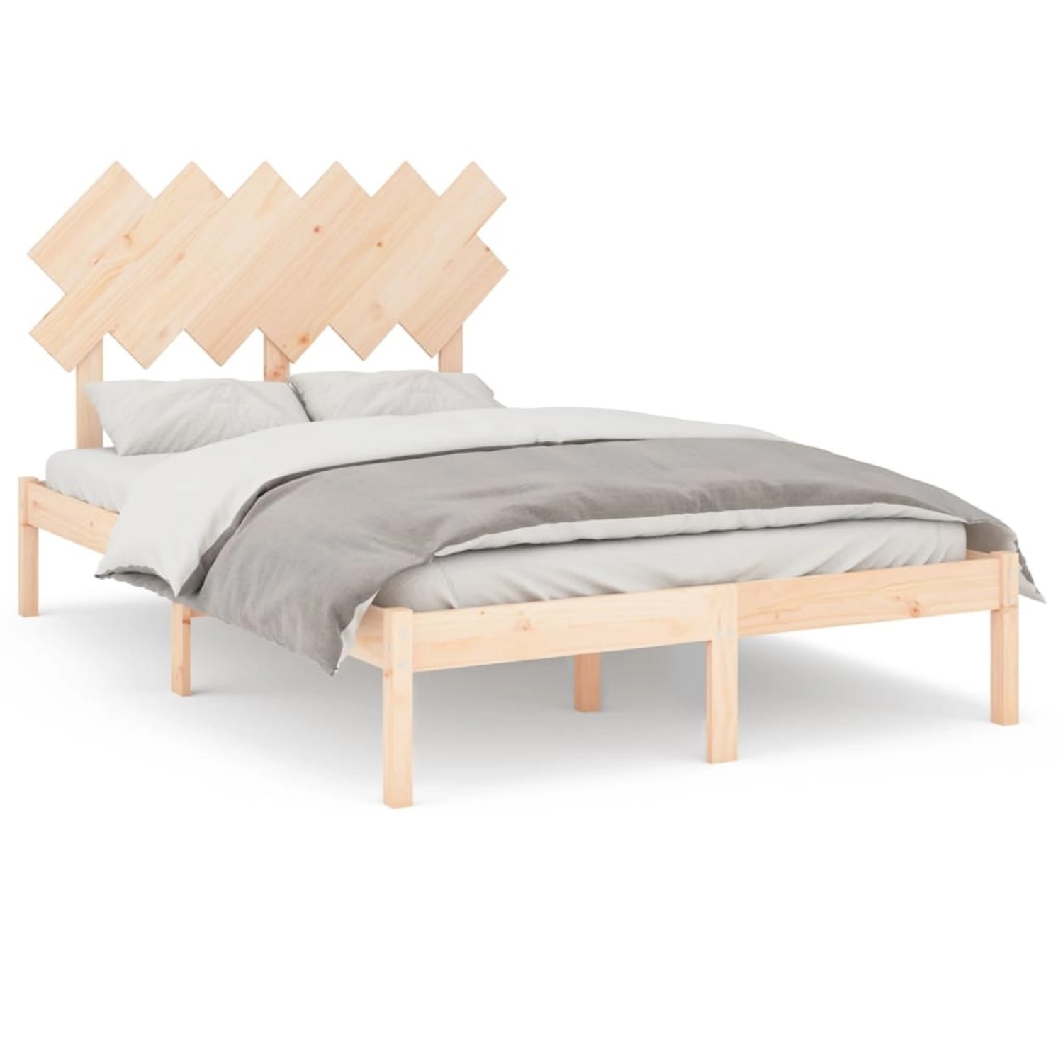 vidaXL Massivholzbett 135x190 cm 4FT6 Double1179476 von VIDAXL