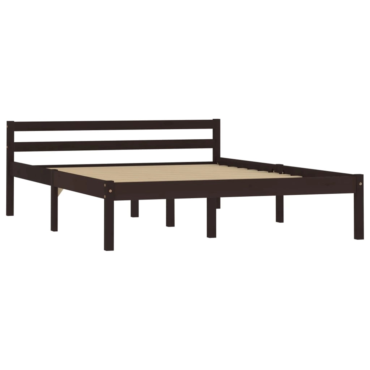 vidaXL Massivholzbett Dunkelbraun Kiefer 140x200 cm617211 von VIDAXL