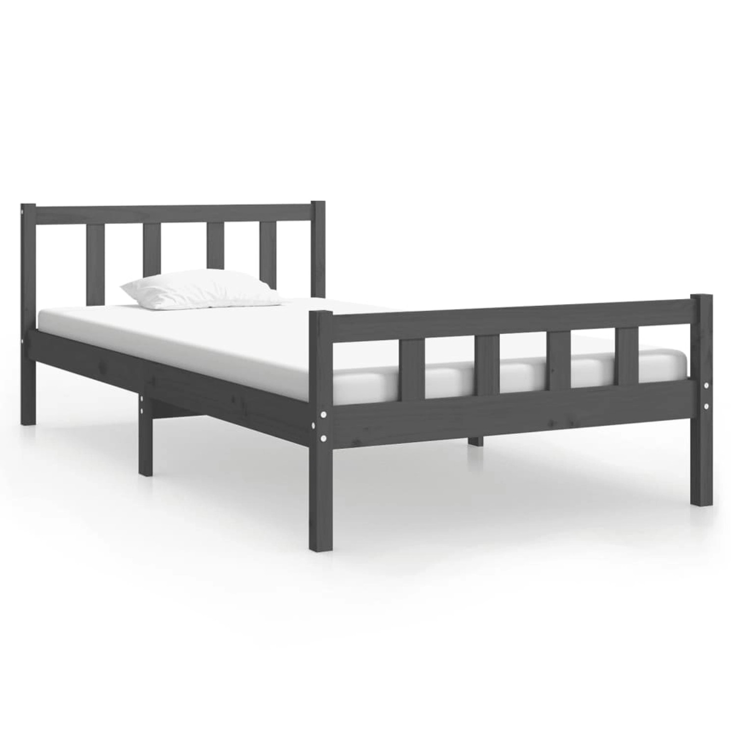 vidaXL Massivholzbett Grau 100x200 cm1138810 von VIDAXL