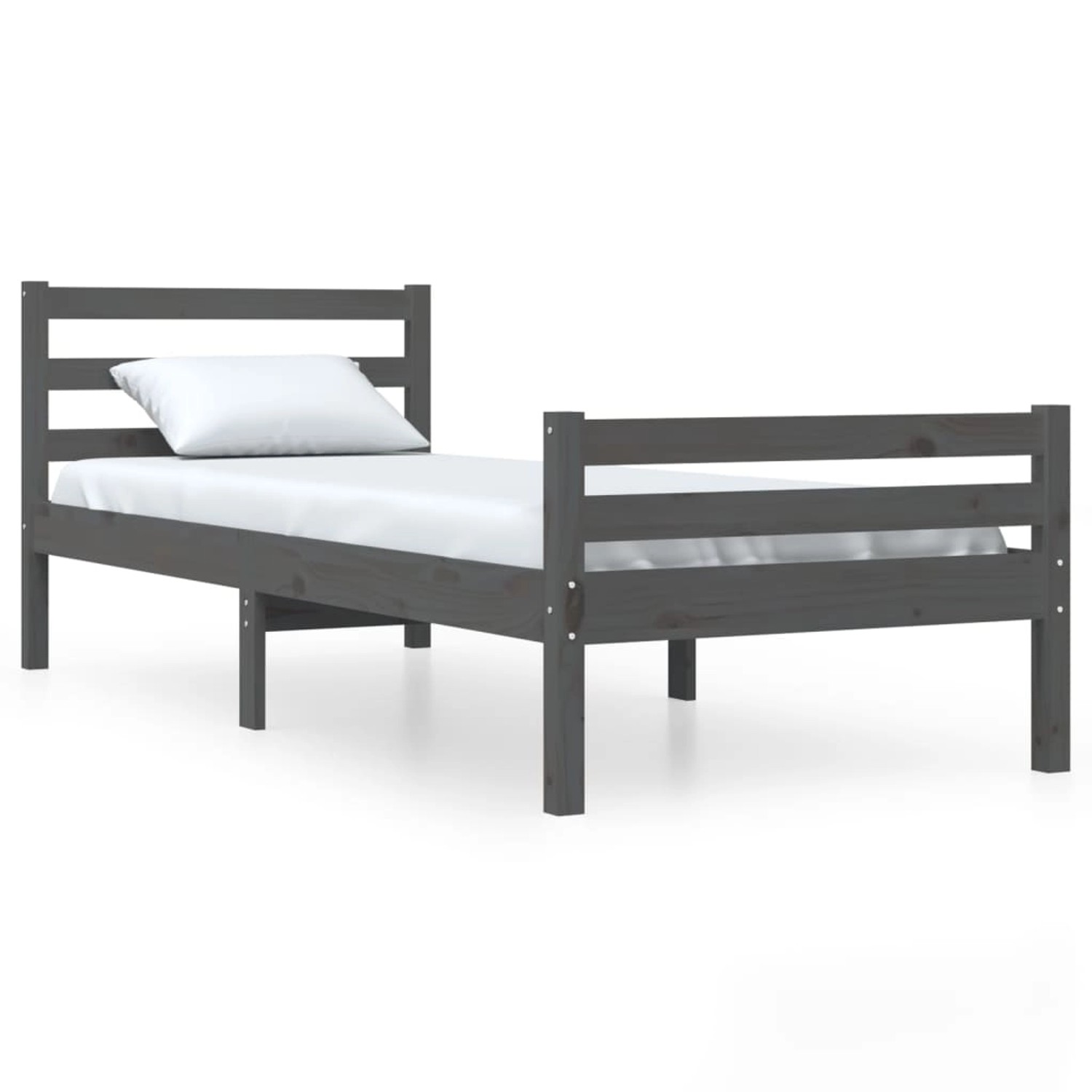 vidaXL Massivholzbett Grau 100x200 cm1273549 von VIDAXL