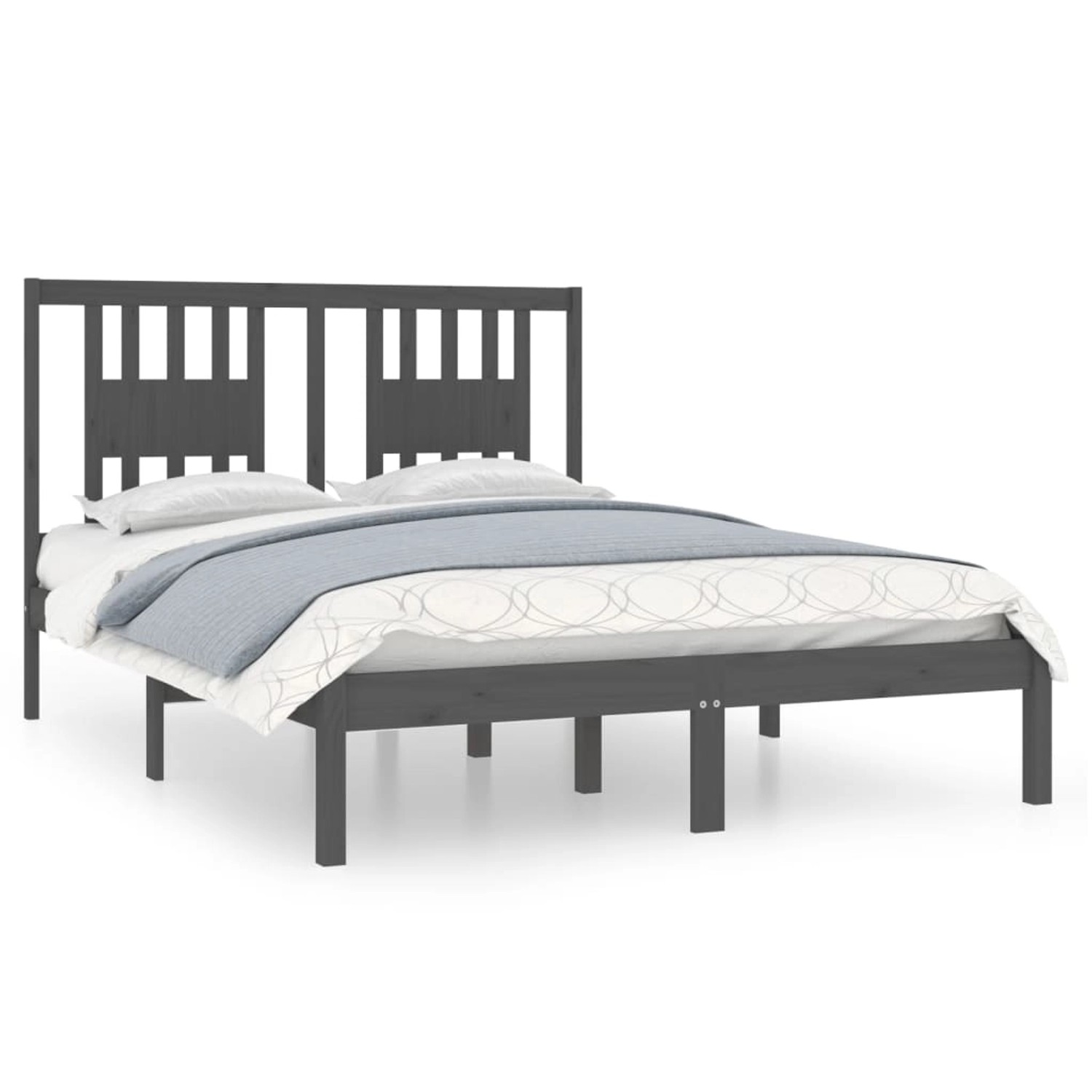 vidaXL Massivholzbett Grau 135x190 cm 4FT6 Double1156022 vidaXL Massivholzbett Grau 135x190 cm 4FT6 Double1156022 von VIDAXL