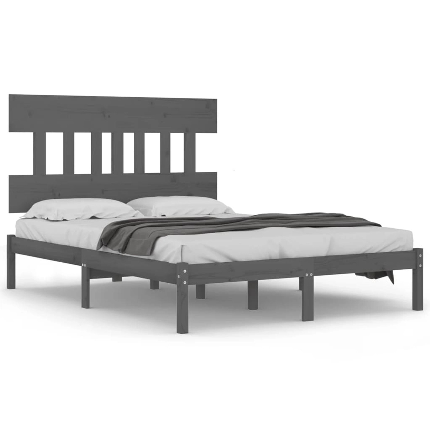 vidaXL Massivholzbett Grau 135x190 cm 4FT6 Double1157017 vidaXL Massivholzbett Grau 135x190 cm 4FT6 Double1157017 von VIDAXL