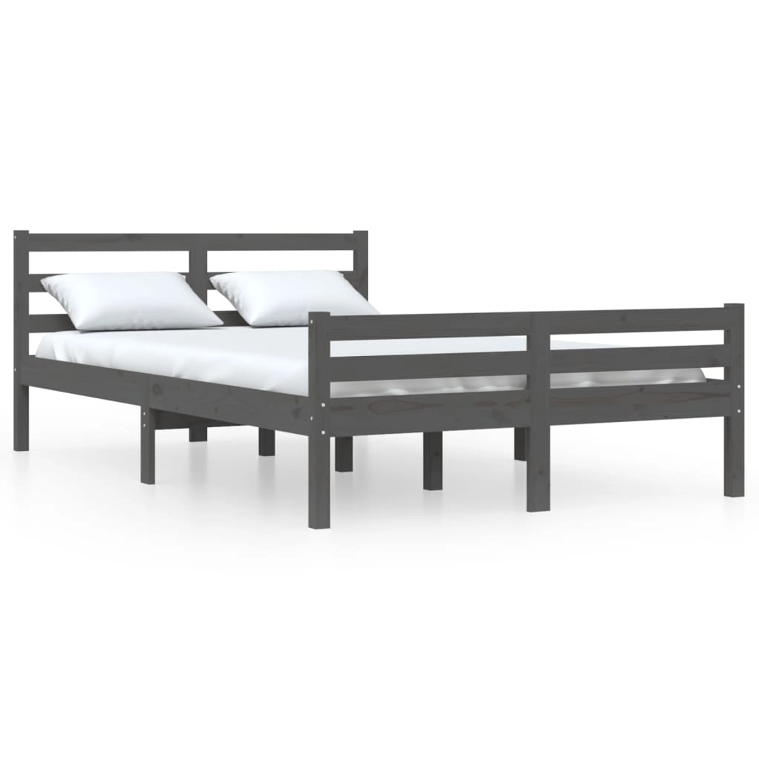 vidaXL Massivholzbett Grau 140x190 cm1273530 von VIDAXL