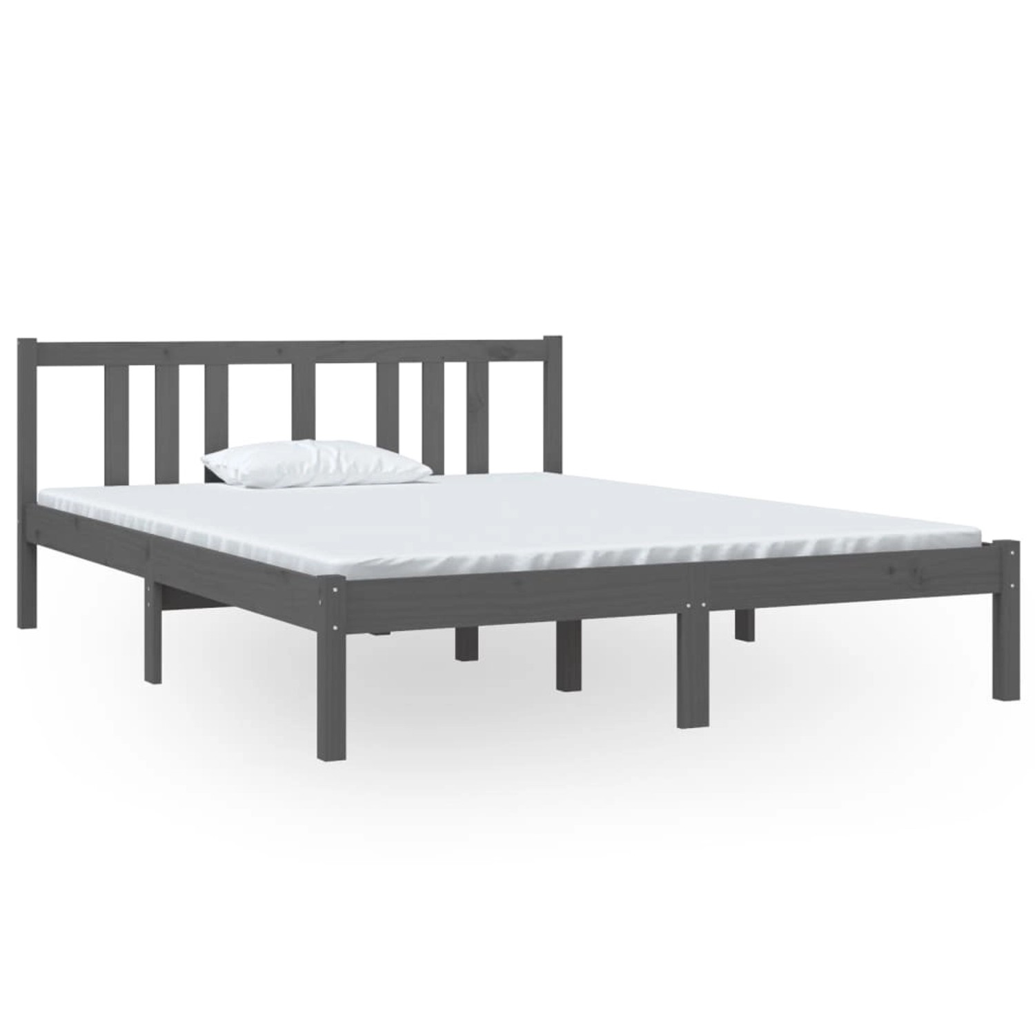 vidaXL Massivholzbett Grau 140x190 cm1273658 von VIDAXL
