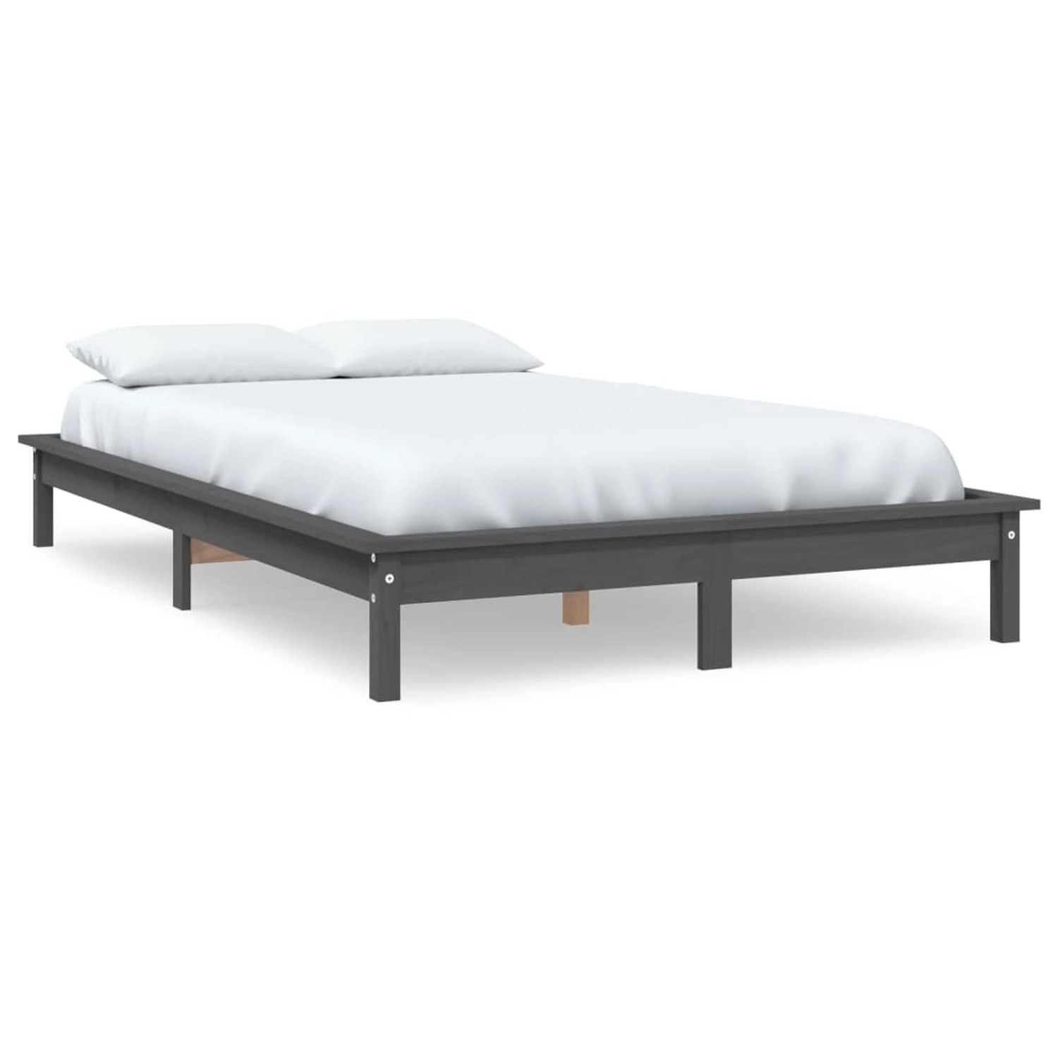 vidaXL Massivholzbett Grau 140x200 cm Kiefer1280055 von VIDAXL