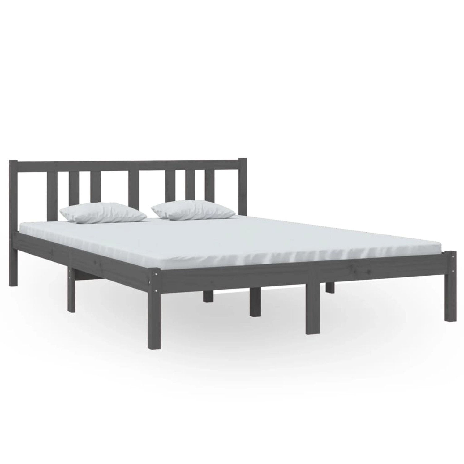 vidaXL Massivholzbett Grau 140x200 cm1273691 von VIDAXL
