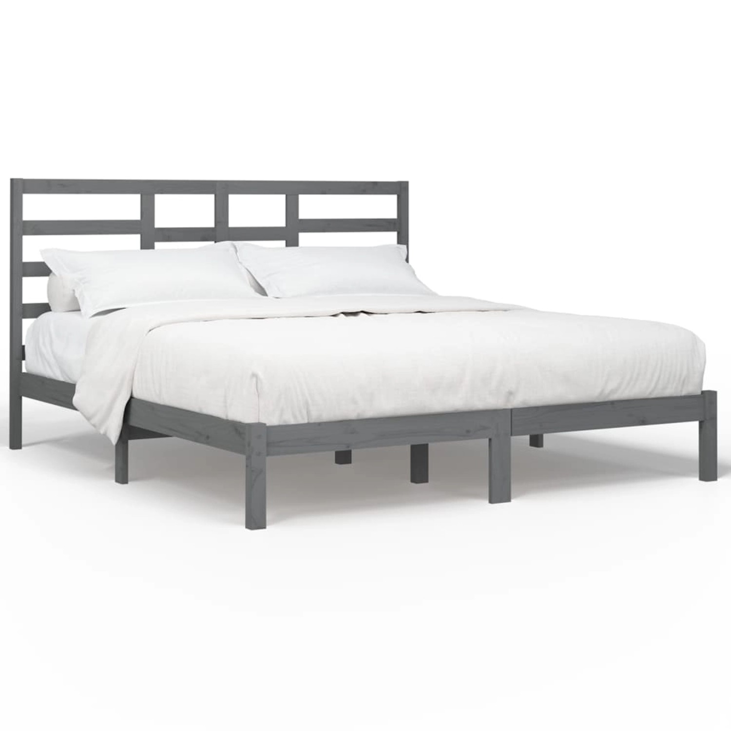 vidaXL Massivholzbett Grau 200x200 cm1084415 von VIDAXL