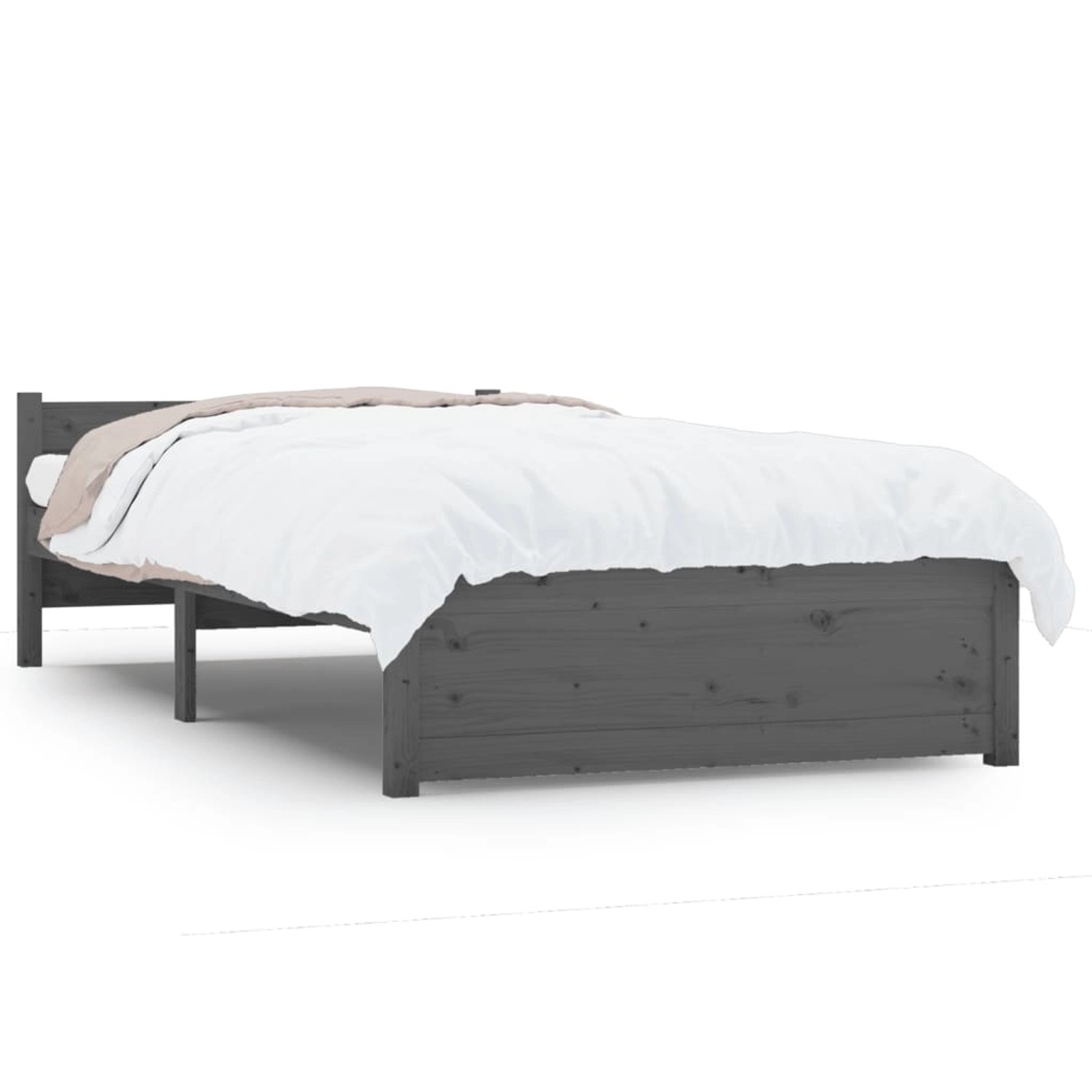 vidaXL Massivholzbett Grau 75x190 cm 2FT6 Small Single1273922 von VIDAXL