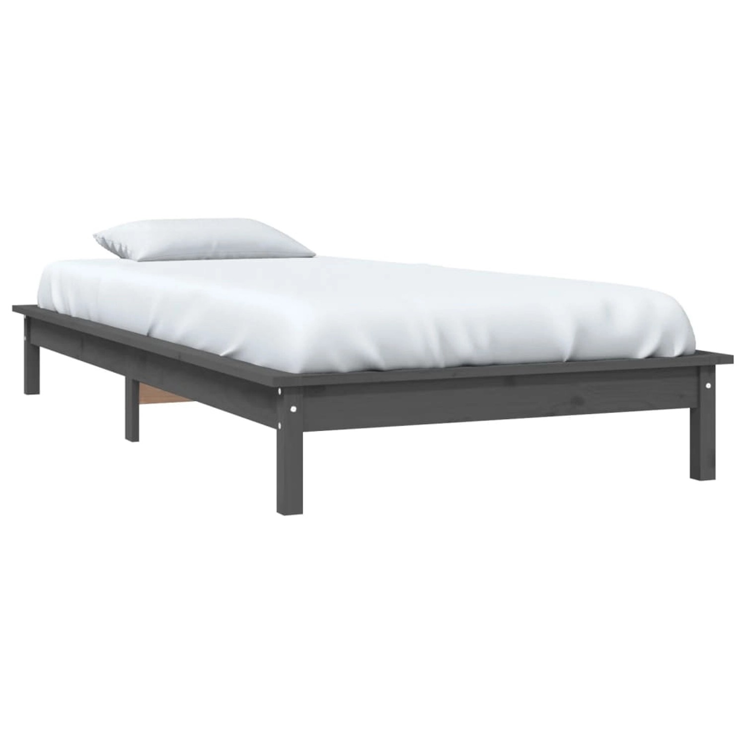 vidaXL Massivholzbett Grau 90x190 cm Kiefer 3FT Single1280085 von VIDAXL
