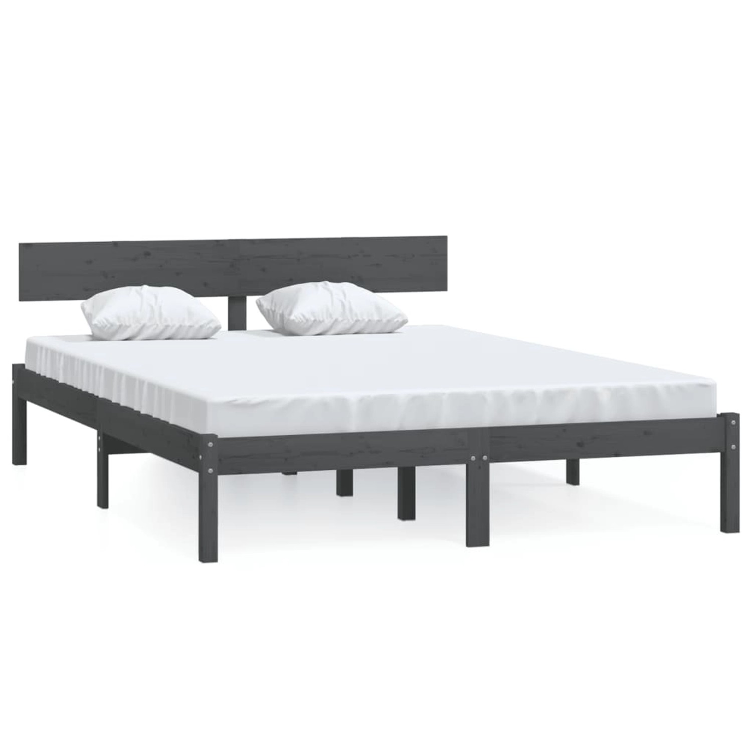 vidaXL Massivholzbett Grau Kiefer 140x200 cm1135337 von VIDAXL