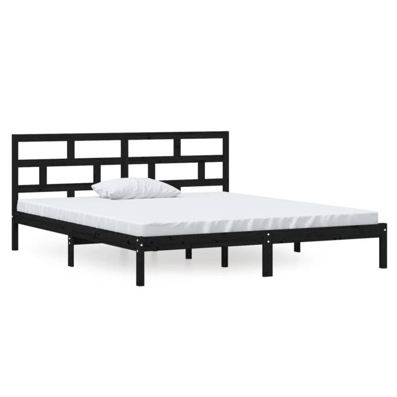 vidaXL Massivholzbett Schwarz 135x190 cm 4FT6 Double1053537 von VIDAXL