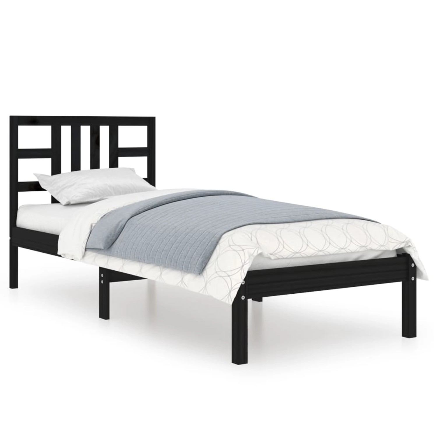 vidaXL Massivholzbett Schwarz 75x190 cm 2FT6 Small Single1085656 vidaXL Massivholzbett Schwarz 75x190 cm 2FT6 Small Single1085656 von VIDAXL