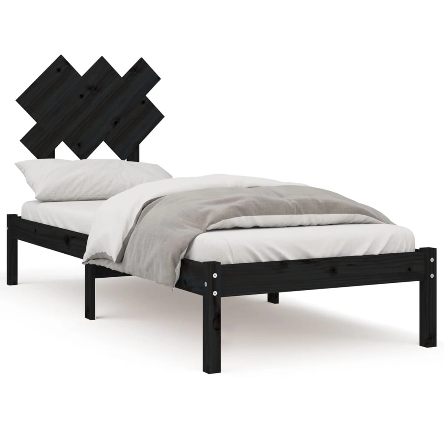 vidaXL Massivholzbett Schwarz 75x190 cm 2FT6 Small Single1157083 vidaXL Massivholzbett Schwarz 75x190 cm 2FT6 Small Single1157083 von VIDAXL