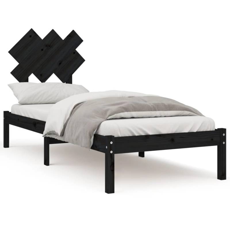 vidaXL Massivholzbett Schwarz 75x190 cm 2FT6 Small Single1157083 von VIDAXL