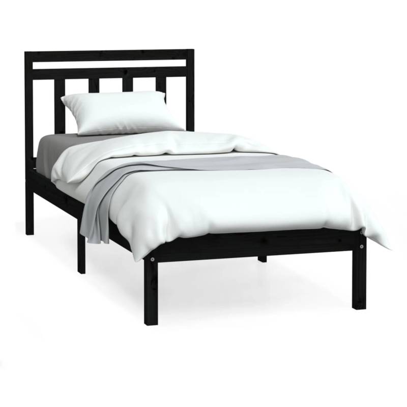 vidaXL Massivholzbett Schwarz 75x190 cm UK 2FT6 Small Single1039213 von VIDAXL