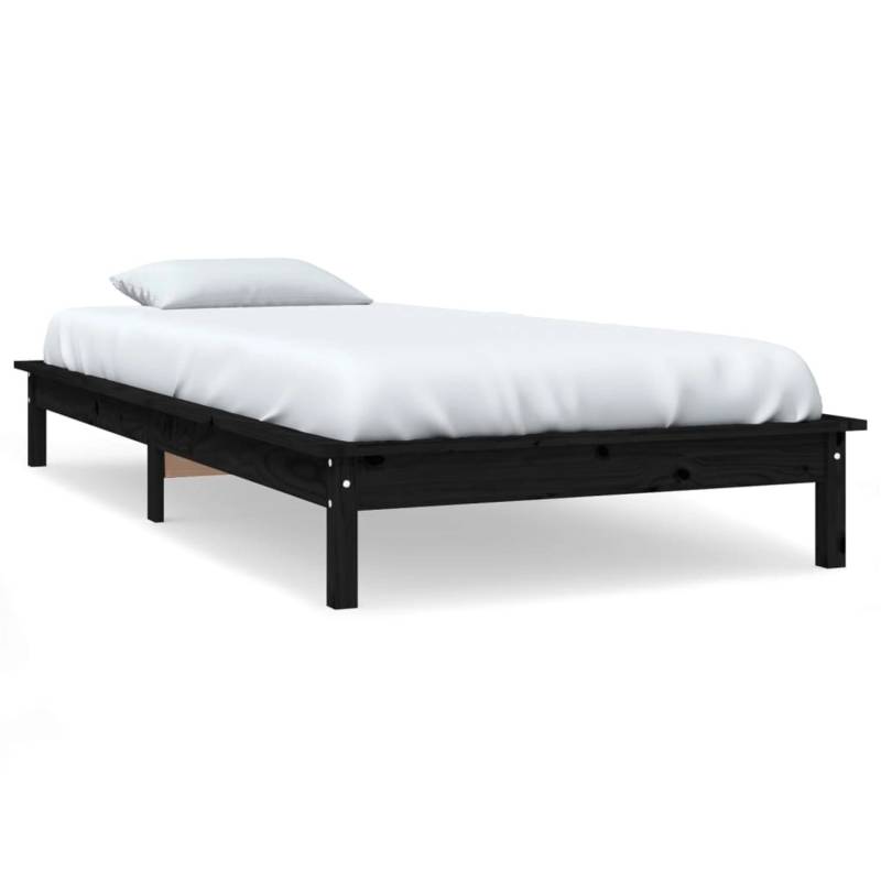 vidaXL Massivholzbett Schwarz 90x190 cm Kiefer 3FT Single1280087 von VIDAXL