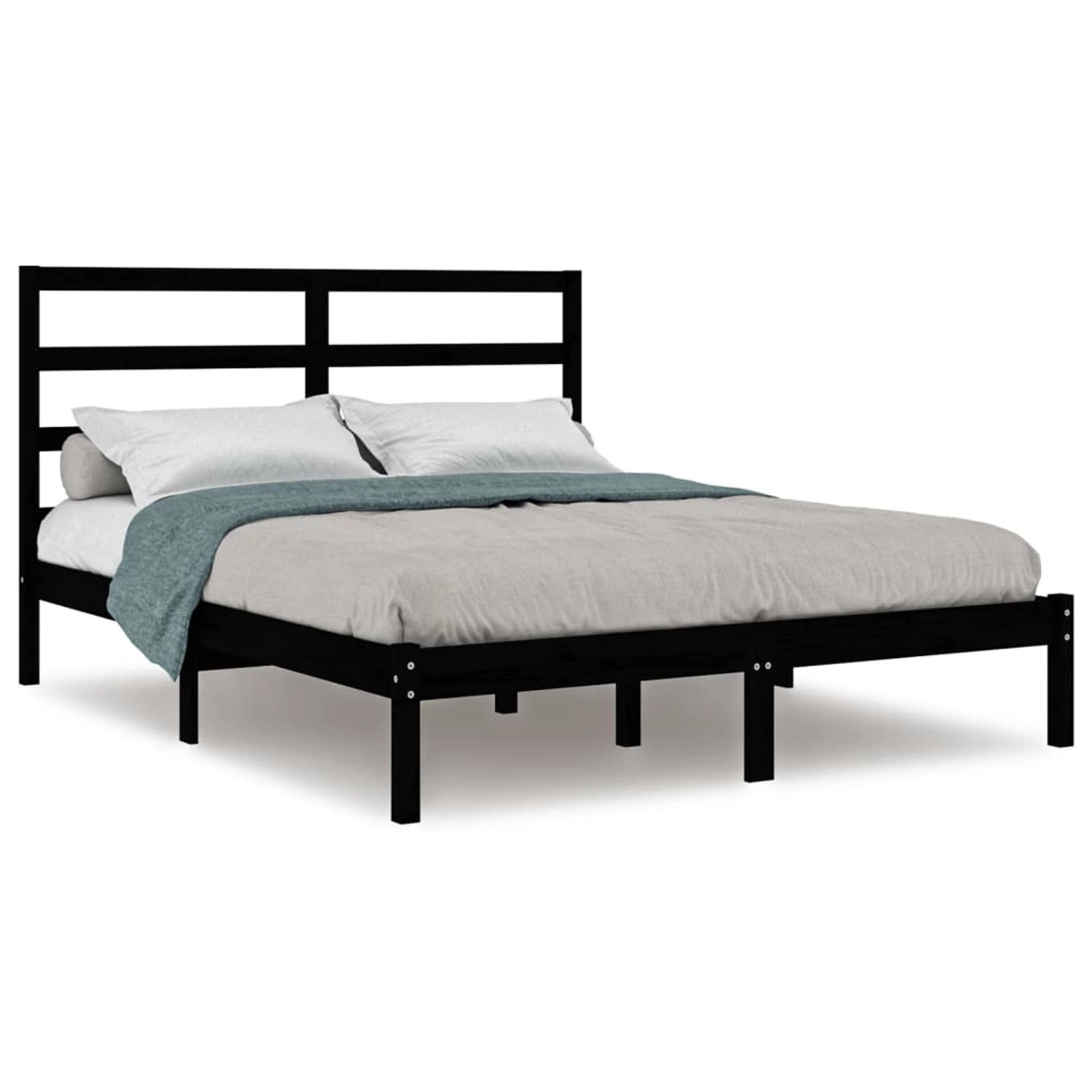 vidaXL Massivholzbett Schwarz Kiefer 140x190 cm1083898 vidaXL Massivholzbett Schwarz Kiefer 140x190 cm1083898 von VIDAXL