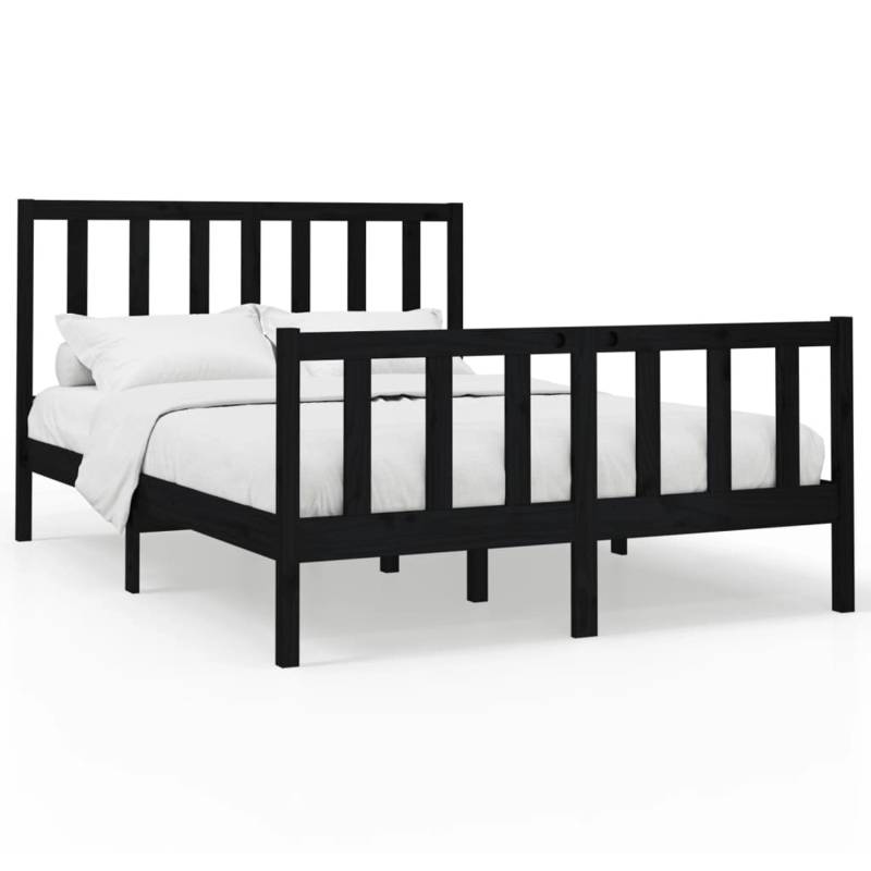 vidaXL Massivholzbett Schwarz Kiefer 140x190 cm1119864 von VIDAXL