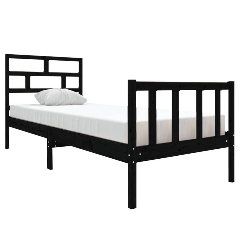 vidaXL Massivholzbett Schwarz Kiefer 75x190 cm 2FT6 Small Single1053936 von VIDAXL