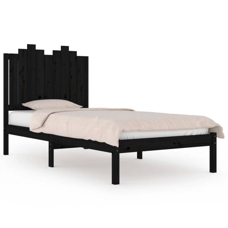 vidaXL Massivholzbett Schwarz Kiefer 75x190 cm 2FT6 Small Single1083657 von VIDAXL