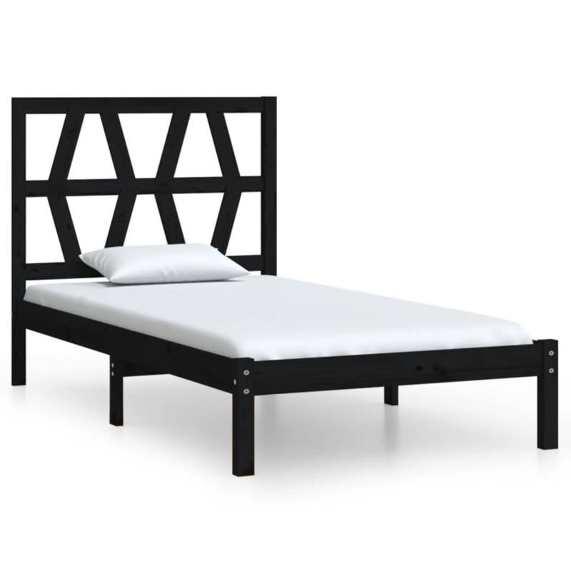 vidaXL Massivholzbett Schwarz Kiefer 75x190 cm 2FT6 Small Single1179114 von VIDAXL