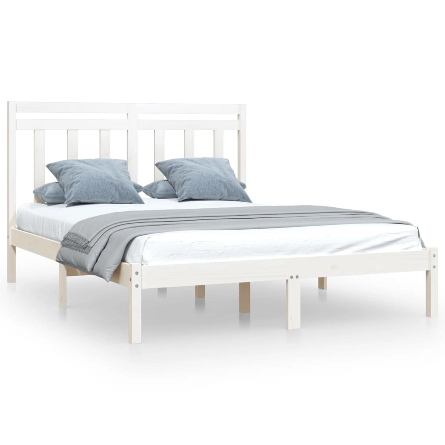 vidaXL Massivholzbett Weiß 135x190 cm 4FT6 Double1084082 vidaXL Massivholzbett Weiß 135x190 cm 4FT6 Double1084082 von VIDAXL