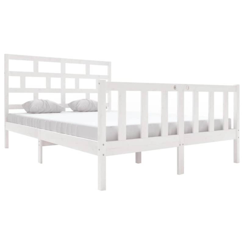 vidaXL Massivholzbett Weiß Kiefer 150x200 cm 5FT King Size1054073 von VIDAXL