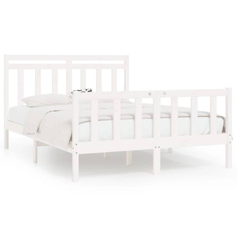 vidaXL Massivholzbett Weiß Kiefer 150x200 cm 5FT King Size1084620 von VIDAXL