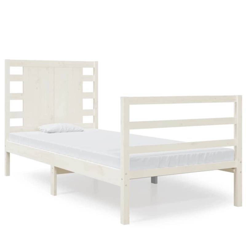 vidaXL Massivholzbett Weiß Kiefer 75x190 cm 2FT6 Small Single1083716 von VIDAXL
