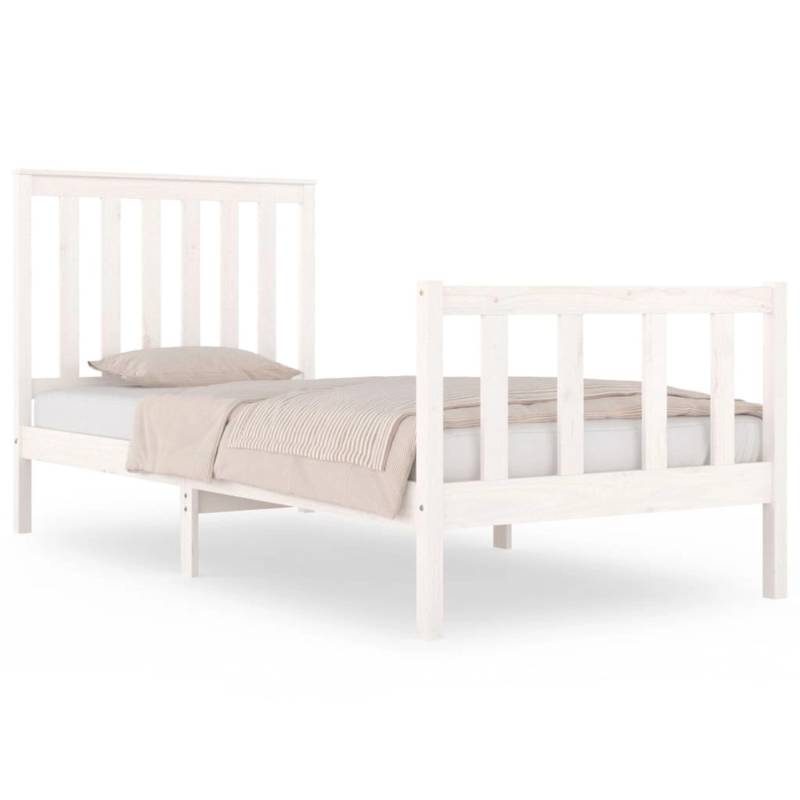 vidaXL Massivholzbett Weiß Kiefer 75x190 cm 2FT6 Small Single1155953 von VIDAXL
