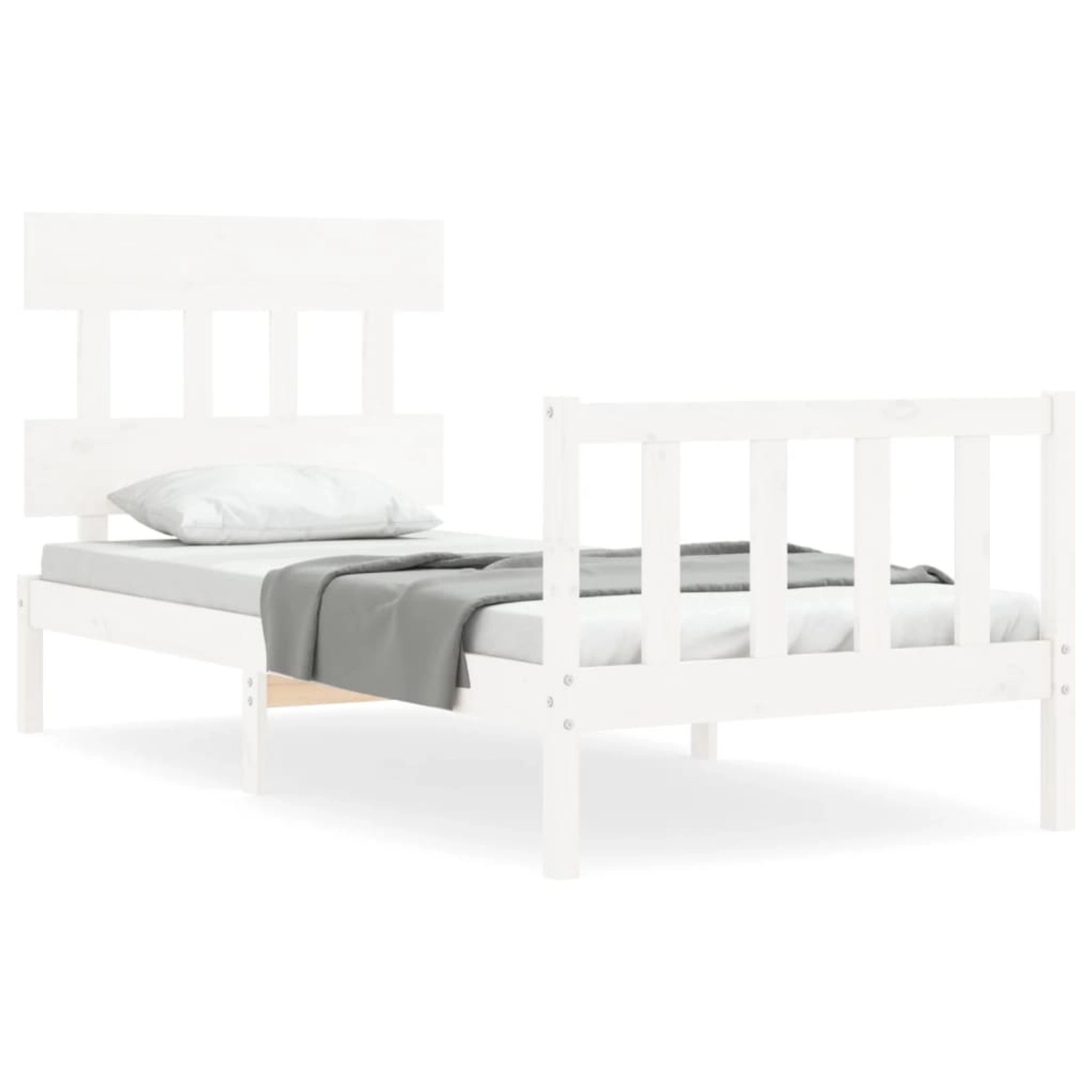 vidaXL Massivholzbett mit Kopfteil Weiß 90x200 cm1689917 vidaXL Massivholzbett mit Kopfteil Weiß 90x200 cm1689917 von VIDAXL