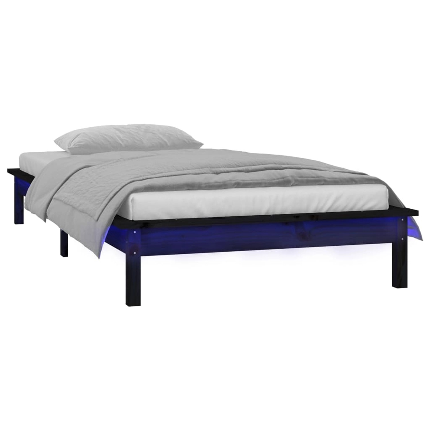 vidaXL Massivholzbett mit LEDs Schwarz 90x200 cm1280107 vidaXL Massivholzbett mit LEDs Schwarz 90x200 cm1280107 von VIDAXL