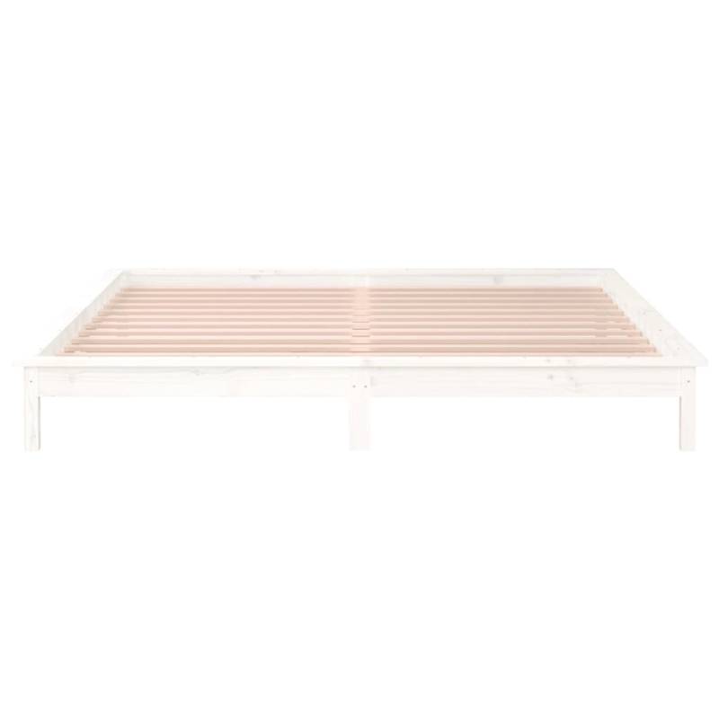 vidaXL Massivholzbett mit LEDs Weiß 140x190 cm1280164 von VIDAXL