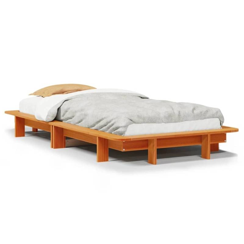 vidaXL Massivholzbett ohne Matratze Wachsbraun 90x190 cm Kiefernholz2102619 von VIDAXL