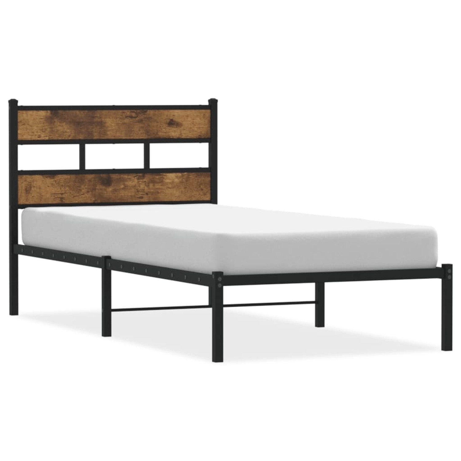 vidaXL Metallbett ohne Matratze Räuchereiche 75x190 cm 4017043 von VIDAXL