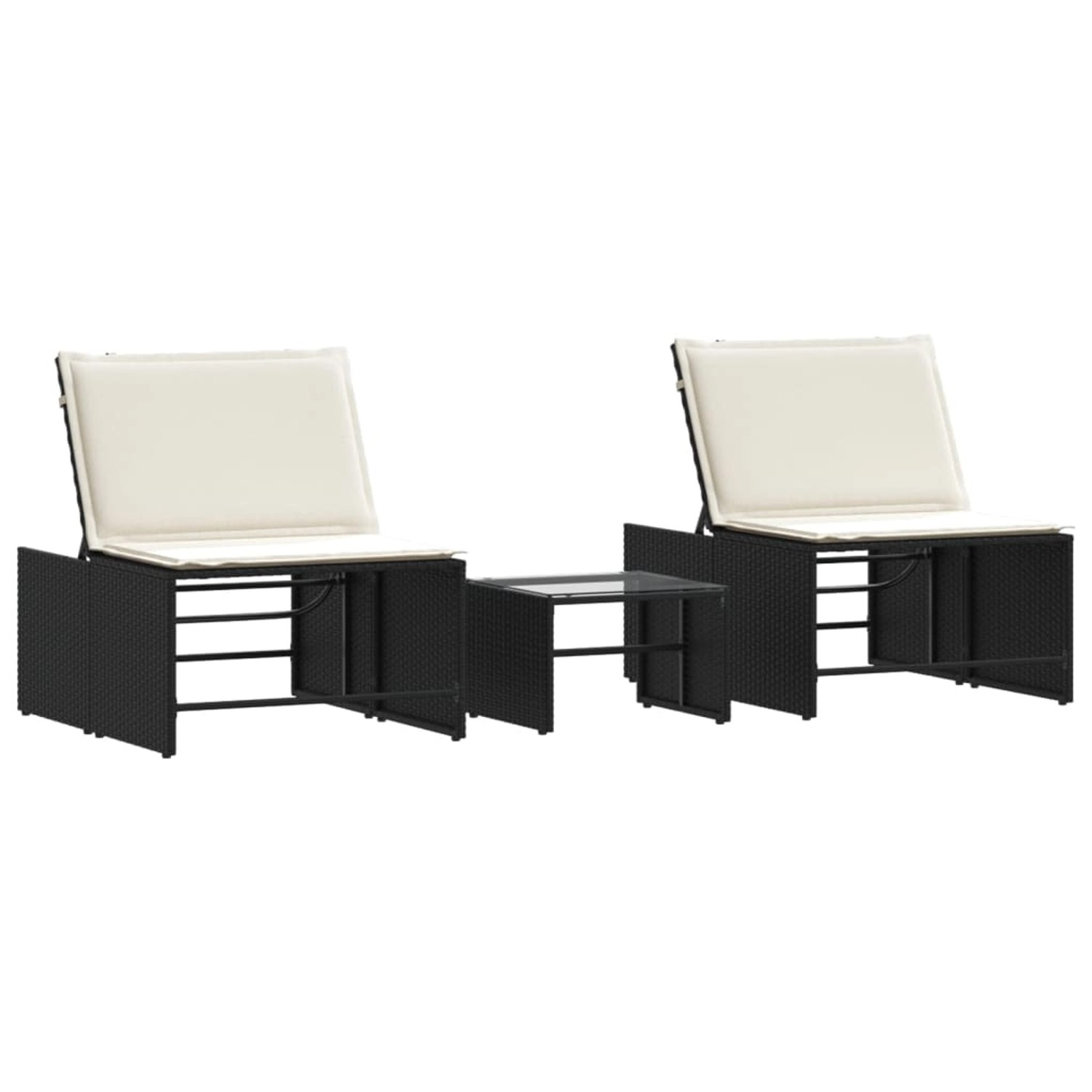 vidaXL Modulare Sonnenliegen 2 Stk mit Tisch Schwarz Poly Rattan 368422 vidaXL Modulare Sonnenliegen 2 Stk mit Tisch Schwarz Poly Rattan 368422 von VIDAXL