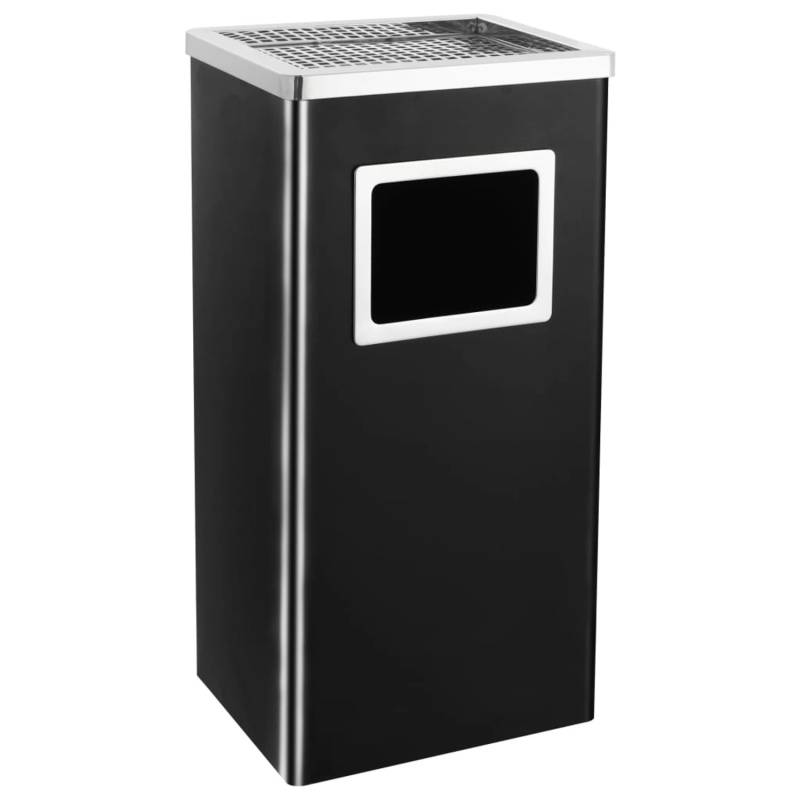 vidaXL Mülleimer mit Aschenbecher Hotel 45 L Stahl Schwarz 664402 von VIDAXL