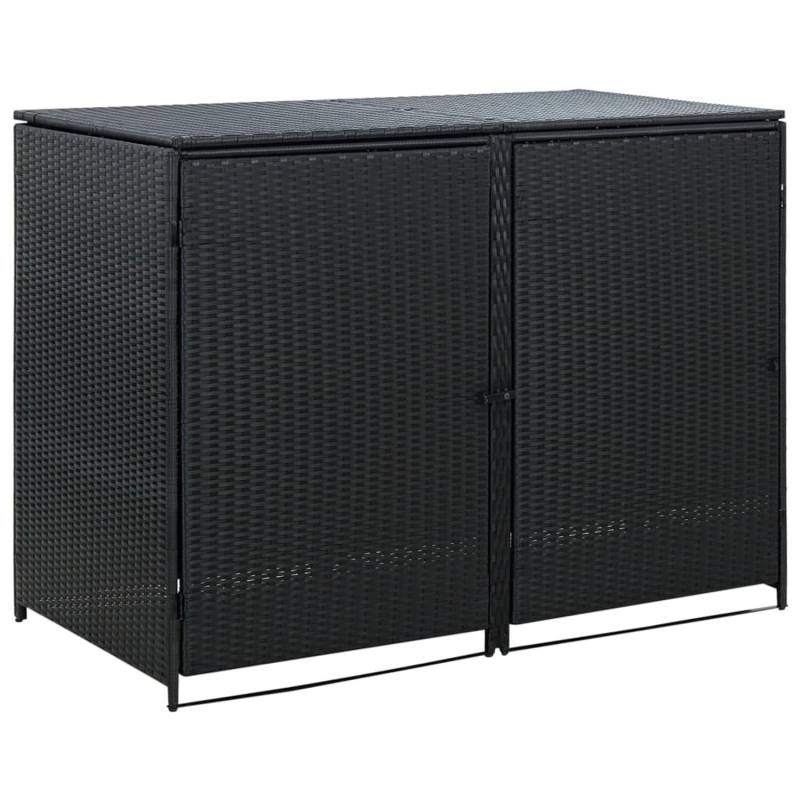 vidaXL Mülltonnenbox für 2 Tonnen Poly Rattan Schwarz 148x80x111 cm 658894 von VIDAXL