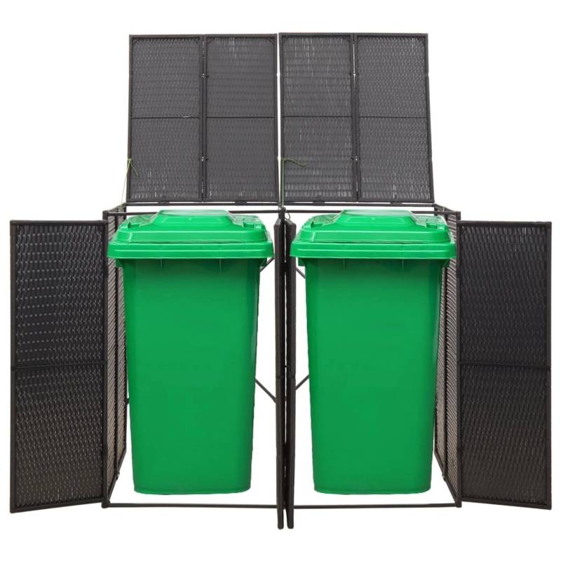 vidaXL Mülltonnenbox für 2 Tonnen Schwarz 140x80x117 cm Poly Rattan von VIDAXL