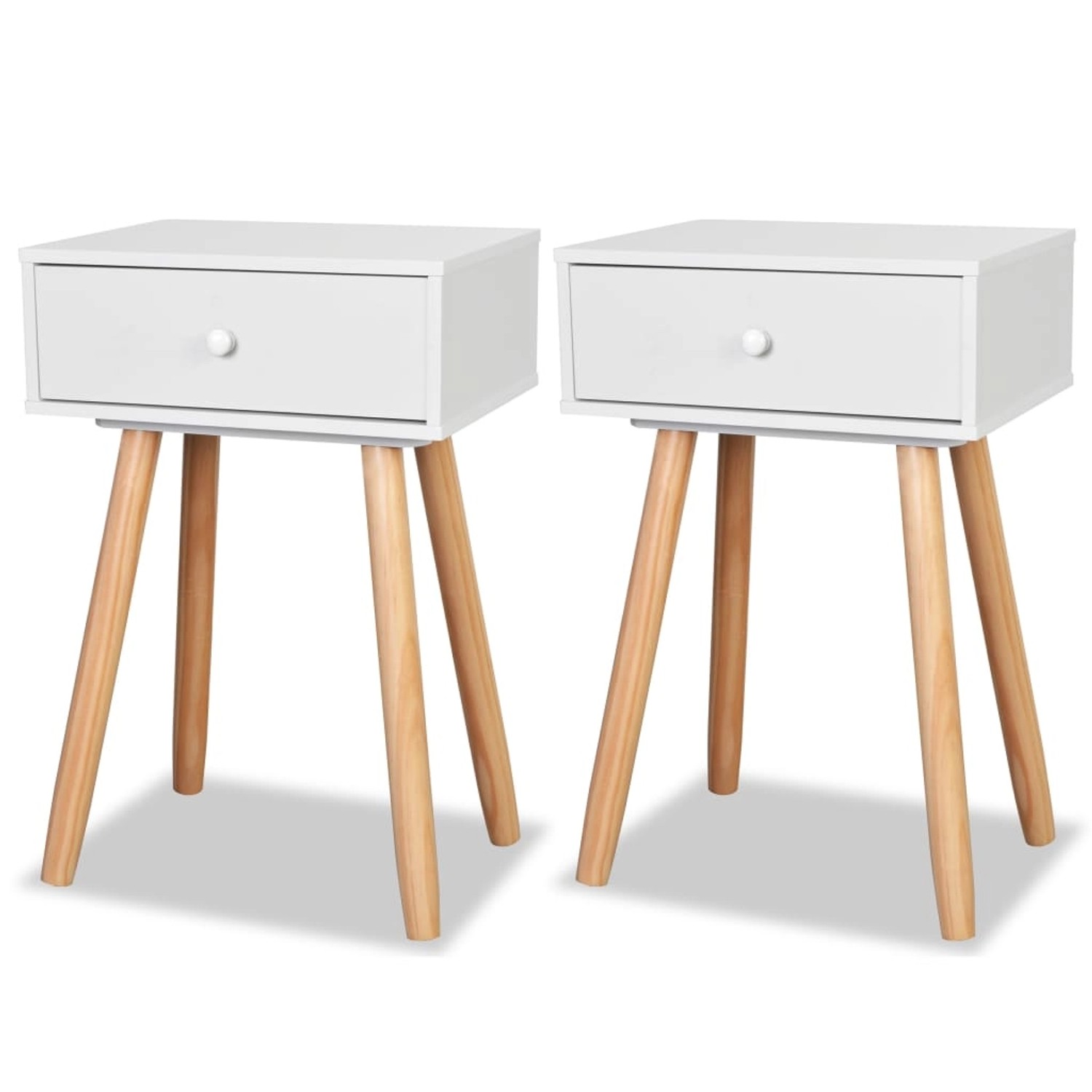 vidaXL Nachttisch 2 Stk Kiefernholz Massiv 40 x 30 x 61 cm Weiß von VIDAXL