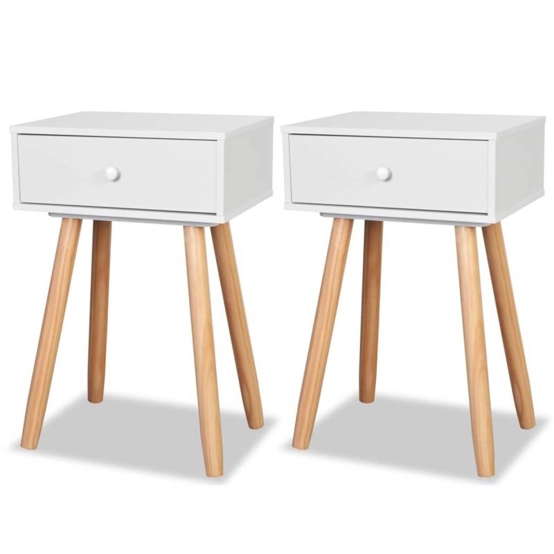 vidaXL Nachttisch 2 Stk Kiefernholz Massiv 40 x 30 x 61 cm Weiß von VIDAXL