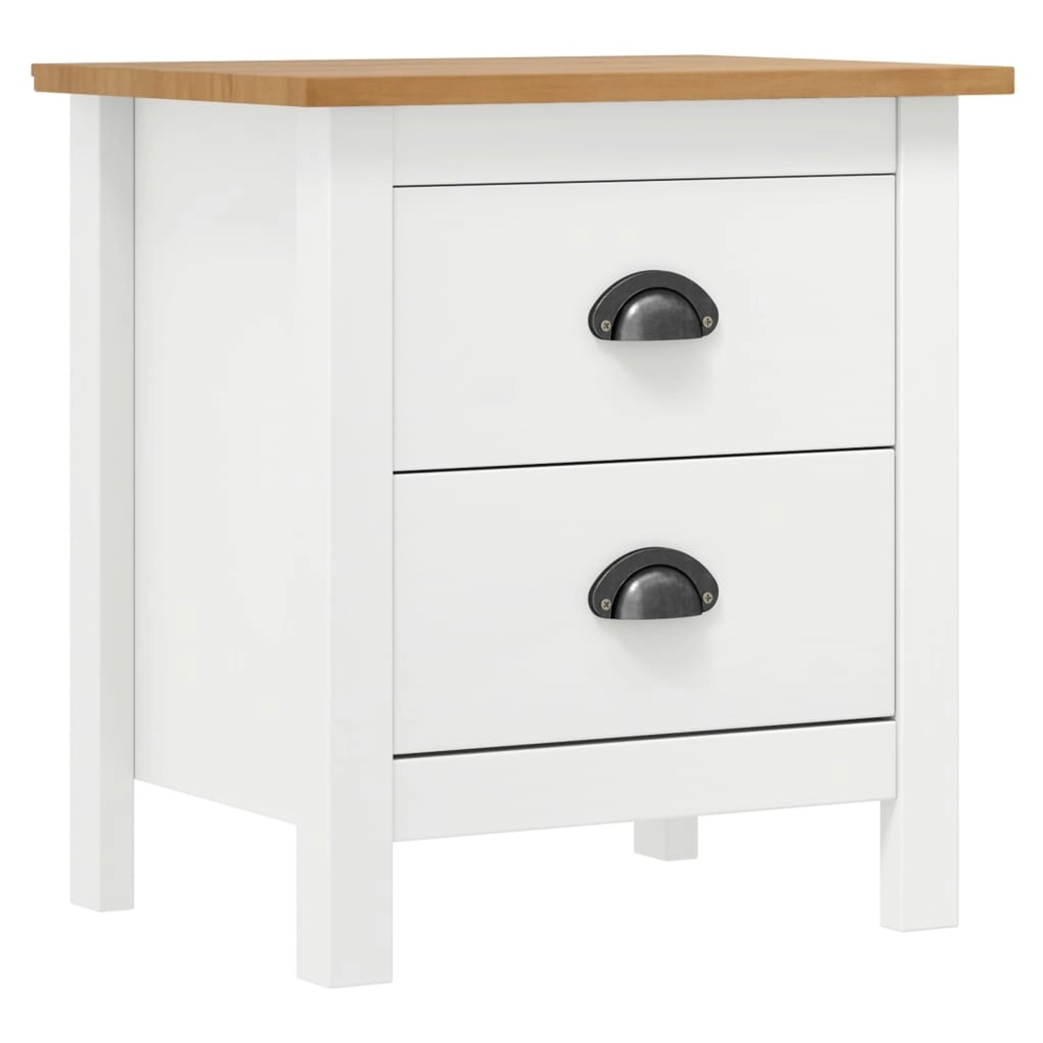 vidaXL Nachttisch Hill 2 Stk Weiß 46x35x49,5 cm Massivholz Kiefer Modell 1 von VIDAXL
